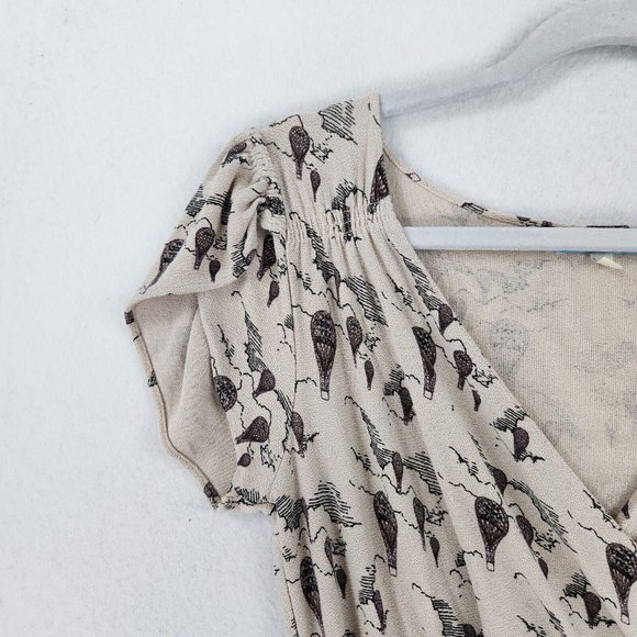 Leifnotes Dress Womens Small Tan Up Away Hot Air Balloon A Line Anthropologie - Picture 2 of 14